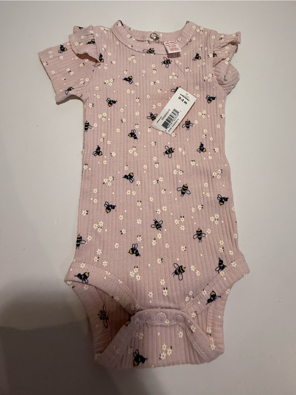 NWT Joe Fresh Pink Bee & Floral Ruffle Onesie